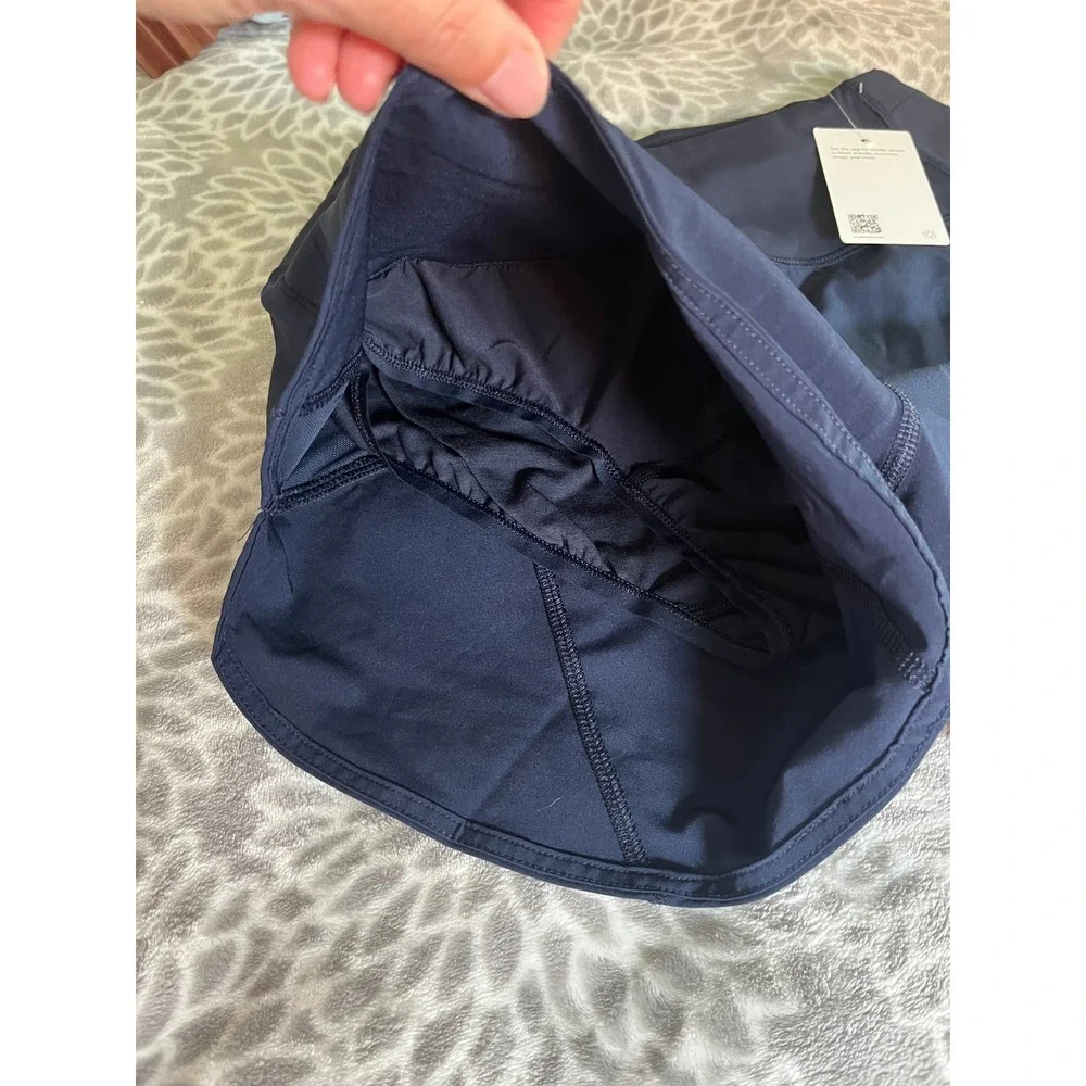 Quince Running Shorts XS Navy Blue High Rise‎ Built-in Liner Zipper Pocket NWT